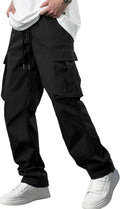 Men's cargo pants, tactical, durable, stretch, drawstring elastic waist.