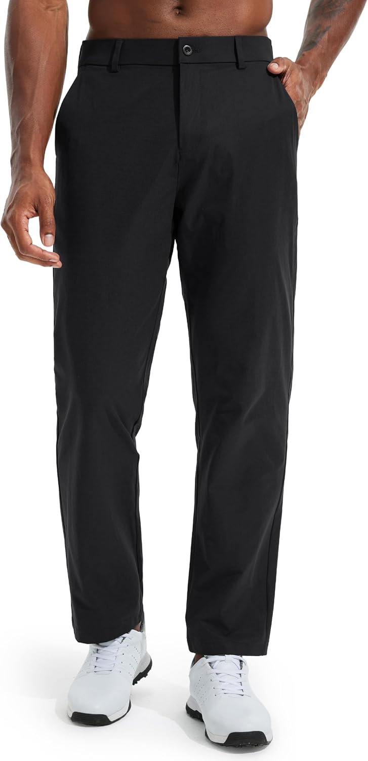 Men's golf pants, classic fit, lightweight, stretch, business casual.