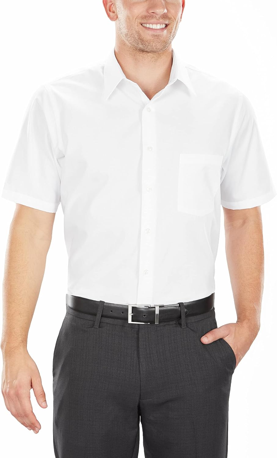 Short Sleeve Regular Fit Poplin Dress Shirt