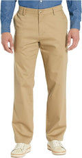Men's straight fit khaki pants, stretch cotton.